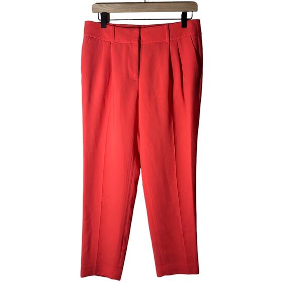 J. Crew Drapey Crepe Pleated Red Orange Business Pants Size 4 - Picture 2 of 11
